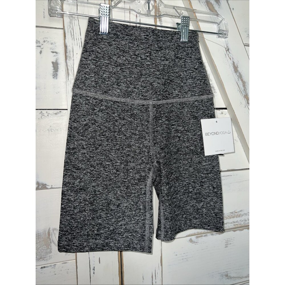 Beyond Yoga Shorts High Rise Space Dye Dark Gray Cycling Training Women Sz XXS